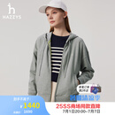 哈吉斯（HAZZYS）女装 2025春季新款女士连帽拉链开襟落肩卫衣女ABTSE0CAE02 灰色GE (155/80A 36) S
