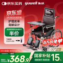 鱼跃(yuwell)护理型轮椅车H059B老人半躺型带坐便器椅餐板钢管可折叠