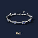 HKHL 【附证书】925银天然坦桑石手链女蓝宝石手饰手环高级感生日礼物 天然坦桑蓝宝石手链【证书+轻奢礼盒】