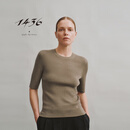 1436超精纺100+系列秋冬精纺圆领抽条半袖女套衫13807 松茸咖 160/84A/M