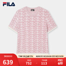 FILA 斐乐官方女子编织衫2025春季新款时尚休闲简约基础短袖上衣 灰紫粉-LP L 170/88A