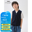 珍贝纯羊绒儿童背心V领针织马甲保暖秋冬新款男童女童7-8-9岁K29  博宇深蓝 80/140cm
