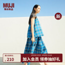 无印良品（MUJI）女式 马德拉斯格纹 宽摆裙长半身裙女装裙子25年夏季新品BE1XKA5S 蓝色格纹 M (160/66A)