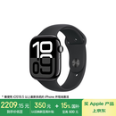Apple/苹果 Watch Series 10 智能手表GPS款46毫米亮黑色铝金属表壳黑色运动型表带M/L MX273CH/B