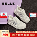 百丽透气网面小白鞋女款厚底板鞋B1831BM4 米白/银 37