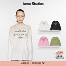 Acne Studios 男女同款 做旧1996印花宽松落肩长袖T恤上衣CL0197 灰白色 XS