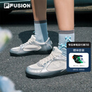 FILAFUSION斐乐女子薄底鞋2025夏季银色板鞋网面休闲运动德训鞋 雪白/太空银-SS 37.5