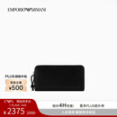 EMPORIO ARMANI/阿玛尼官方旗舰【礼物】新款男女情侣款牛皮革长款手拿钱包早秋 80001-黑色