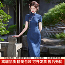 SGJ轻奢品牌女士旗袍女古法盘扣新中式国风提花气质连衣裙年轻款少女 古法盘扣 S