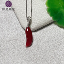 缘定珊笙天然珊瑚吊坠牛血红阿卡月牙18K金吊坠挂坠高端珠宝本命年礼物