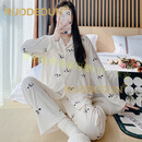洛德顿 RUODEDUN月子服孕妇产后哺乳睡衣夏季薄款带胸垫喂奶专用家居服透气 小熊猫【带胸垫】 莫代尔 M(90-120斤)