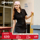 FILA FUSION斐乐潮牌女装梭织连衣裙2025夏季新款凉感功能工装裙 正黑色-BK L 170/88A/L