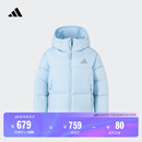 adidas 600蓬拒水防泼宽松鸭绒羽绒服面包服女阿迪达斯官方轻运动   冰晶蓝   L