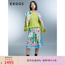 ERDOS 春夏圆领绞花马海毛宽松慵懒羊驼毛毛衣长袖女针织衫 黄绿 M 160/84A