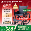 鱼跃(yuwell)轮椅车H051折叠老人轻便旅行手推车钢管免充气胎代步车