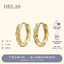 helas赫拉绳结18K金耳圈耳环钻石耳饰女闪耀耳扣设计感通勤生日礼物 18K金 黄金色