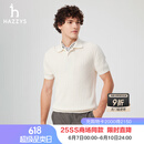 哈吉斯（HAZZYS）男装 2025夏季新款细绞花上衣polo领短袖针织衫男ABYZD0CBD13 米黄色OW M （170/92A 46）