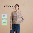 ERDOS 圆领虚提费尔岛针织宽松加厚外套女开衫羊绒衫 大地驼 2XL