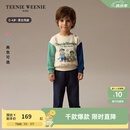 Teenie Weenie Kids小熊童装24秋冬款男女宝宝撞色印花加绒卫衣 绿色 100cm