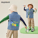 MQDMINI童装儿童牛仔马甲男女童马甲时尚卡通百搭中小童外出内搭上衣