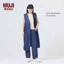 无印良品（MUJI）女式 汉麻混牛仔长款马甲背心马夹女款坎肩无袖上衣夏季 丹宁回潮 藏青色 M （160/84A）
