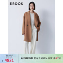 ERDOS 中长款纯色通勤风宽松外套西装领茧型简约百搭女毛呢大衣 枫叶棕 165/88A/L