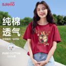 班尼路（Baleno）100%纯棉宽松款短袖T恤女2025年夏季休闲时尚百搭学院风穿搭上衣