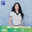 FILA 斐乐韩素希同款女子编织衫2025夏季新款网球修身翻领短袖上衣 玉石白-WT XL 175/92A/XL