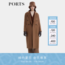 PORTS宝姿女装2024秋季新款糖霜杏色羊毛双面呢大衣  LT9C070UWW065 糖霜杏色-1 L (8)