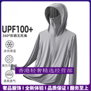 GUYN轻奢品牌男士冰丝防晒衣男夏季薄款透气户外骑行钓鱼防晒服 浅灰色 浅灰色 M