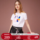 FILA 斐乐女装官方女士短袖T恤夏季休闲运动内搭t恤运动上衣 标准白-F11W118151F M （165/84A/M）