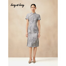 Song of Song歌中歌春季冰川灰东方韵味优雅提花旗袍 浅灰 L 40