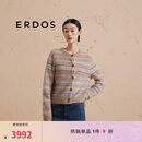ERDOS 圆领虚提费尔岛针织宽松加厚外套女开衫羊绒衫 大地驼 L