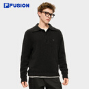 FILA FUSION斐乐潮牌情侣款编织衫2025冬季新款休闲宽松套头毛衣 正黑色-BK L 175/96A/L