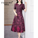 梵蒂沃高端品牌婚宴礼服女2025新款妈妈优雅气质喜婆婆宴会连衣裙 酒红 L