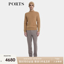 PORTS宝姿男装2024秋冬新品细腻羊绒菱形格柔软吸湿保暖针织衫 驼色 L
