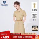 Navigare意大利小帆船 女士短袖衬衫裙通勤收腰连衣裙2322844513 砂 M 