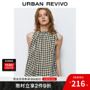 UR2025夏季新款女装波嬉风撞色格纹超宽松罩衫衬衫UYU250031 黑色格子 S (XS-S)