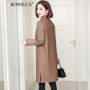 ROWILUX高档韩版真皮皮衣女中长款秋季新款风衣大衣皮草夹克绵羊皮外套 咖色 2XL131-140斤左右