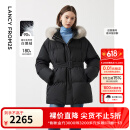 朗姿霍尔多巴吉白鹅绒可拆卸狐狸毛领加厚羽绒服外套冬季新款 黑色 M
