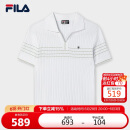 FILA斐乐官方女子编织衫2025夏季时尚休闲简约翻领短袖上衣
