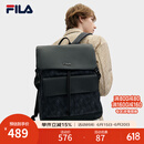 FILA 斐乐官方男士背包2024夏新款时尚休闲双肩包电脑包 正黑色-BK XS
