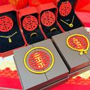假五金首饰一套结婚仿真黄金手镯假三金订婚摆台套装沙金五件套装 暴富+猫眼双项链套装+传承礼盒