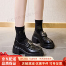 GUYNVD乐福鞋女新款真皮厚底单鞋女舒适增高软底工作鞋小个子百搭小皮 黑色 34
