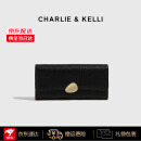 CHARLIE & KELLI官网 CK轻奢包包女包2025新款零钱包长款简约多卡位手拿包 黑色【京仓速达 礼盒包装】