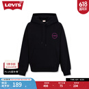 Levi's【商场同款】李维斯女士简约连帽抽绳卫衣美式复古 黑色 A7477-0001 XS