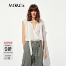 MO&Co.上衣2025夏新品桑蚕丝附飘带无袖衬衣条纹肌理薄透宽肩MBE2TOP003 米白色 XS /155