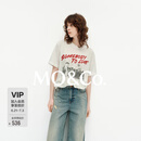 MO&Co.【秦岚同款】短袖T恤2025春新品做旧摇滚印花宽松MBE1TEET08 本白色 S 160
