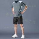 SKINS运动套装男速干衣夏季跑步短袖健身衣服冰丝t恤短裤羽毛球训练服 灰色【冰丝 速干 运动】 M【90-115斤】