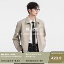 伯爵卓尔[垫肩设计]翻领cleanfit皮衣夹克男装外套2025春季新款 E511119 风铃灰 2XL (185)